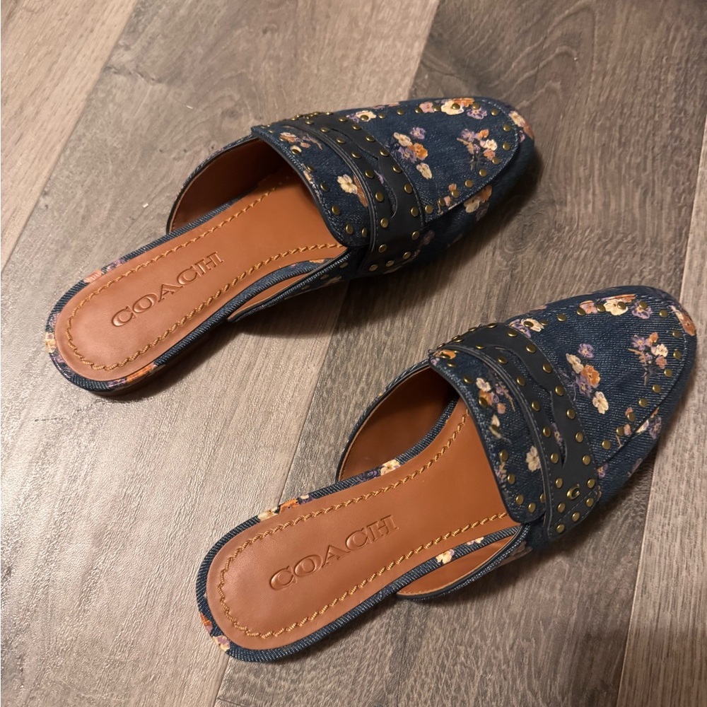 Coach Women's Studded Floral Denim Clogs